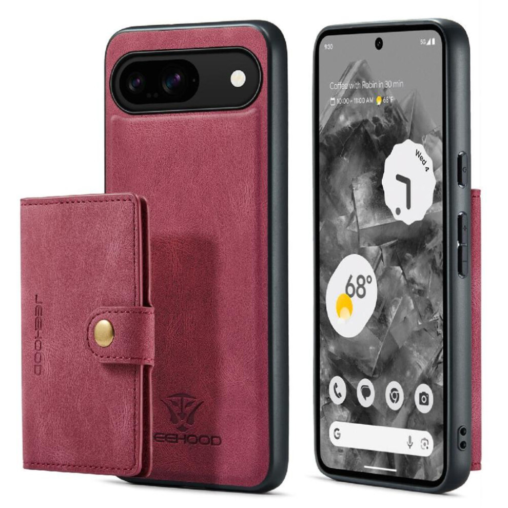 (Red) Case For Google Pixel 9 Stand Cardholder Magsafe Detachable Magnetic Design Red 764762795955