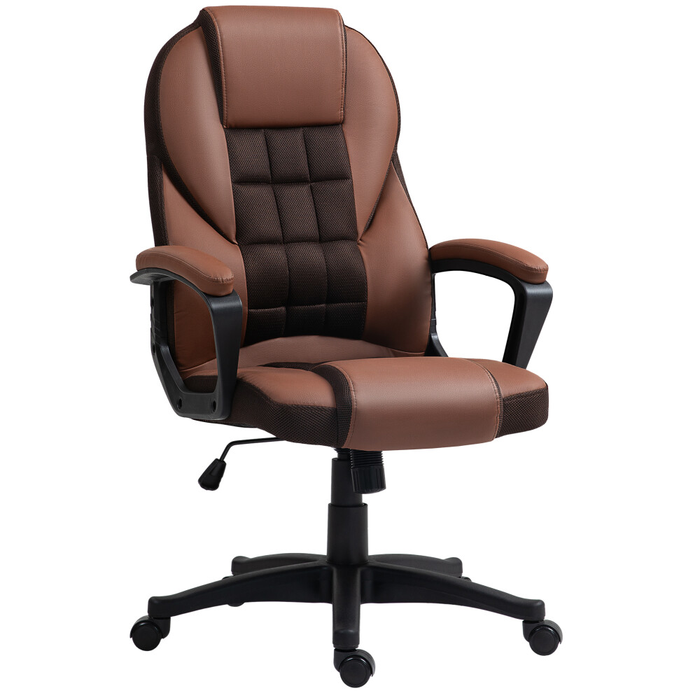 HOMCOM Executive Office Chair High Back Computer Chair With Armrests Brown