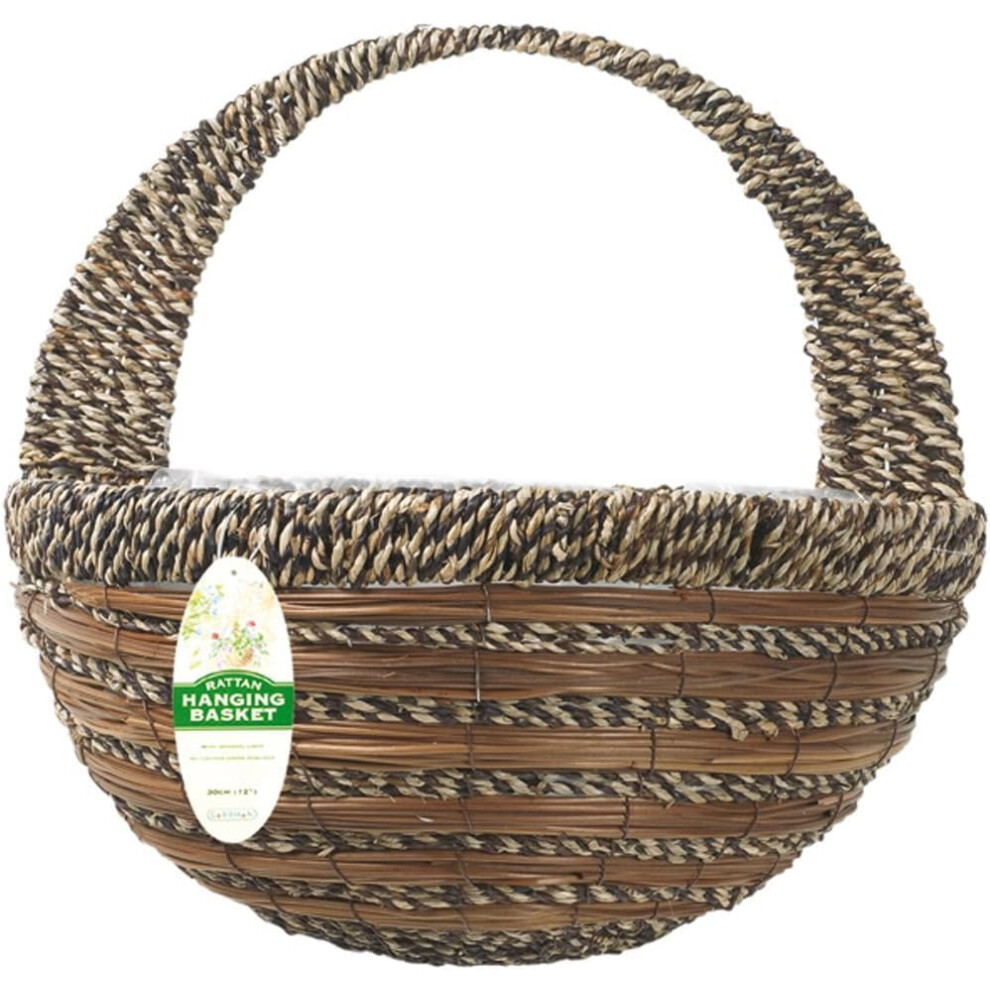 Gardman 16-Inch Round Round Sisal Rope & Fern Wall Basket