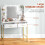 Homcom HOMCOM Makeup Vanity Desk Set with Lighted Mirror, Stool, Drawers, White 3