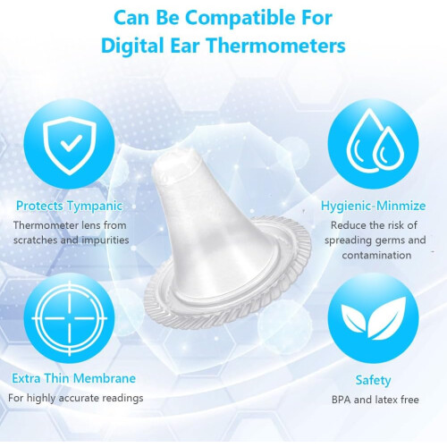 100Pcs Ear Thermometer Probe Covers, Refill Caps Replacement, Lens Filter Protector Compatible with Braun Thermometer Model 1