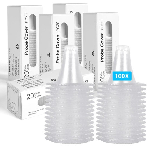 100Pcs Ear Thermometer Probe Covers, Refill Caps Replacement, Lens Filter Protector Compatible with Braun Thermometer Model