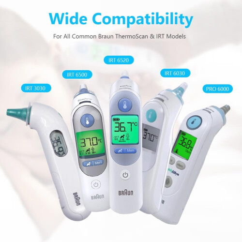 100Pcs Ear Thermometer Probe Covers, Refill Caps Replacement, Lens Filter Protector Compatible with Braun Thermometer Model 2