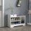 Homcom HOMCOM Upholstered Entryway Shoe Bench with Storage Drawer Open Shelf White 6