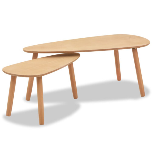VidaXL vidaXL Solid Pinewood Coffee Table Set 2 Piece Brown Home Office Side End 1