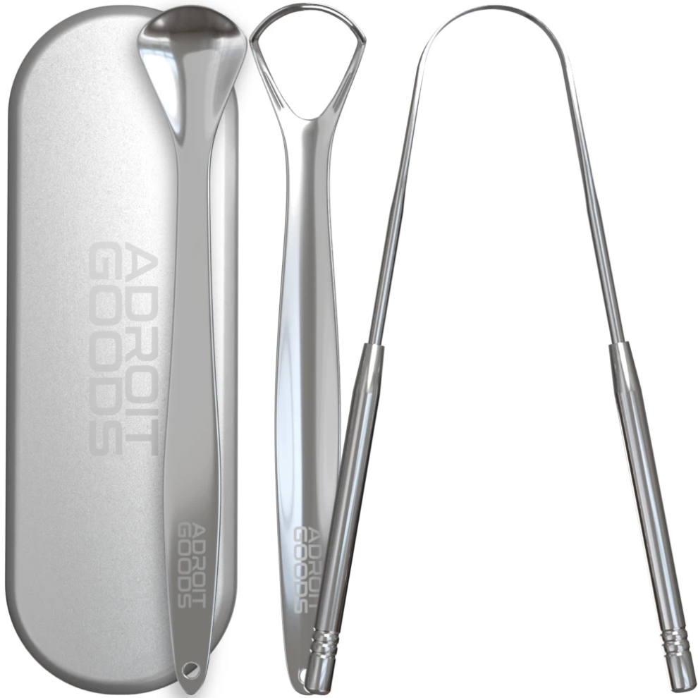 AdroitGoods Tongue Scraper Set For Oral Care - 3 Pcs - Tongue Brush/Cleaner - Stainless Steel