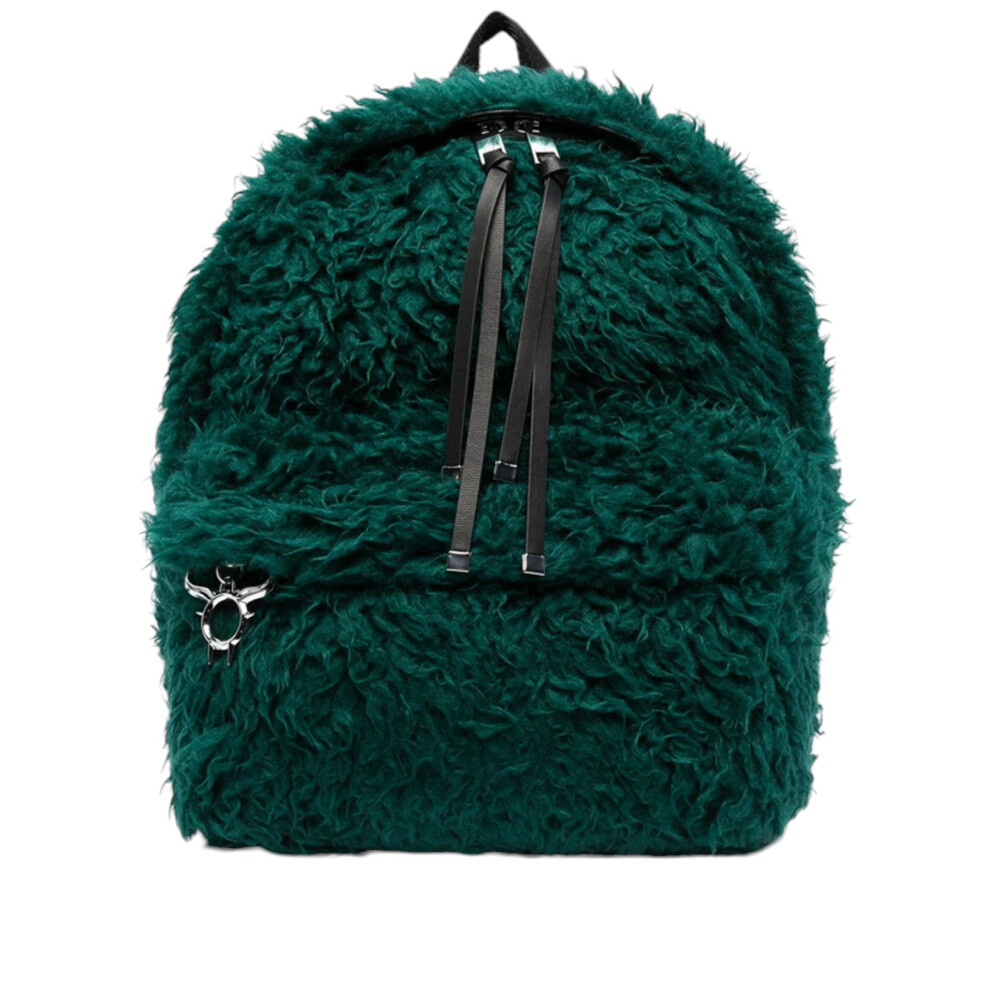 (Green) DIESEL Dhorian Womens Backpack Faux-Fur Travel Bag
