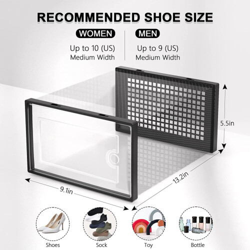 Living And Home 12Pcs Plastic Stackable Shoe Storage Boxes Dustproof Transparent Display Shoe Racks&Cabinets 1
