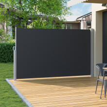 Grey Outdoor Garden Retractable Sun Protection Sunshade Privacy Screen Side Awning 300 x 180 cm