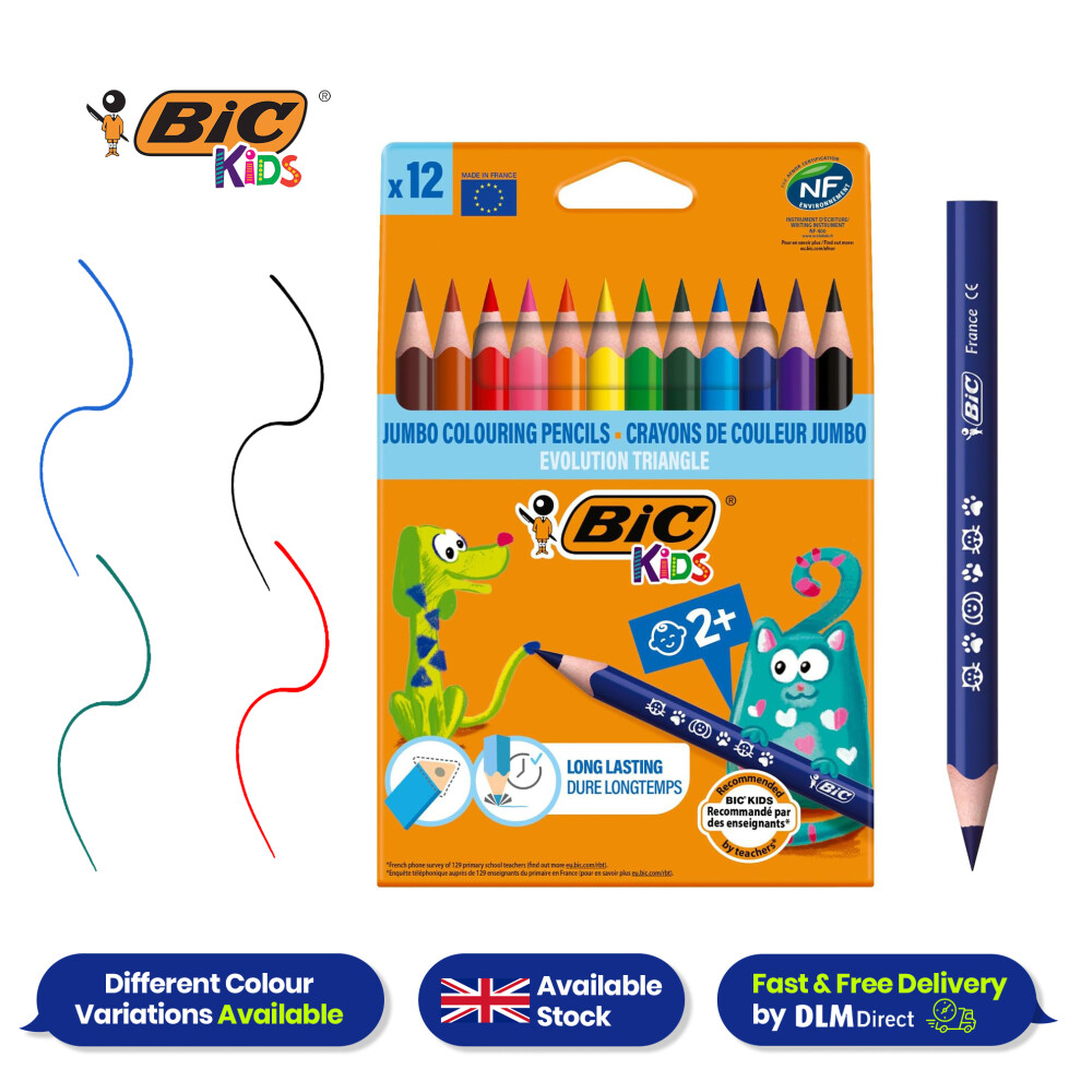 BIC Kids Evolution Triangle Coloured Pencils Pack of 12 Pencils