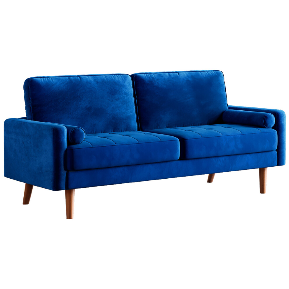 (Blue) 3 Seater Comfy Sofa Couch with Spring Cushion