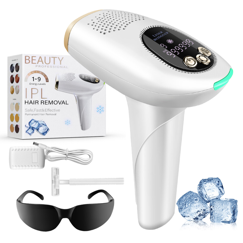 IPL Laser Hair Removal Hair Permanent Removal Device with 9 Energy Lever for Face Body Skin Painless Epilator Beauty