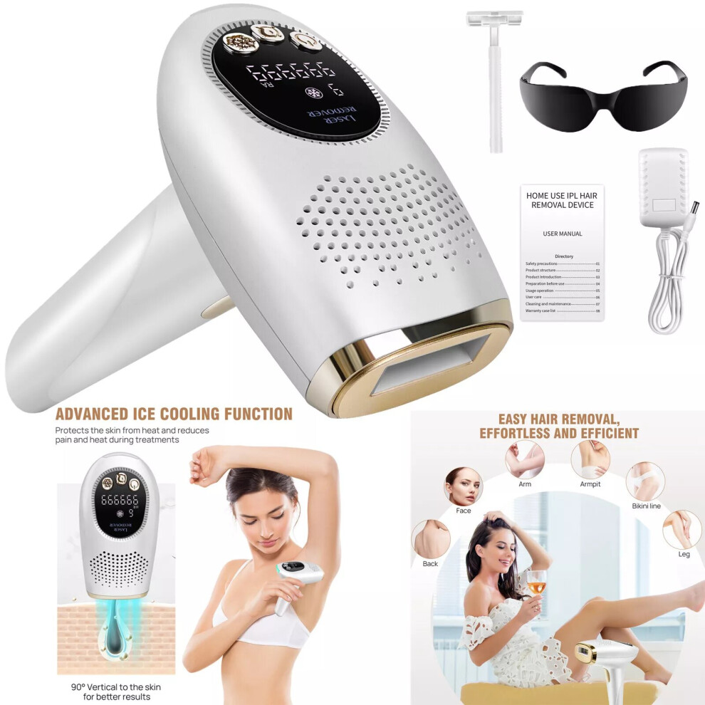 IPL Hair Removal Device, 3-in-1 Laser Hair Removal Device Max 15J for Women Men, Facial Bikini Leg Body Beauty