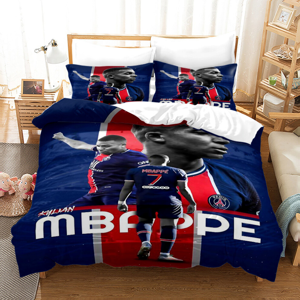 (Style T02, Single 135*200cm) Football Star Digital Printed Bedding Set Double Single Duvet Covers And Pillowcases