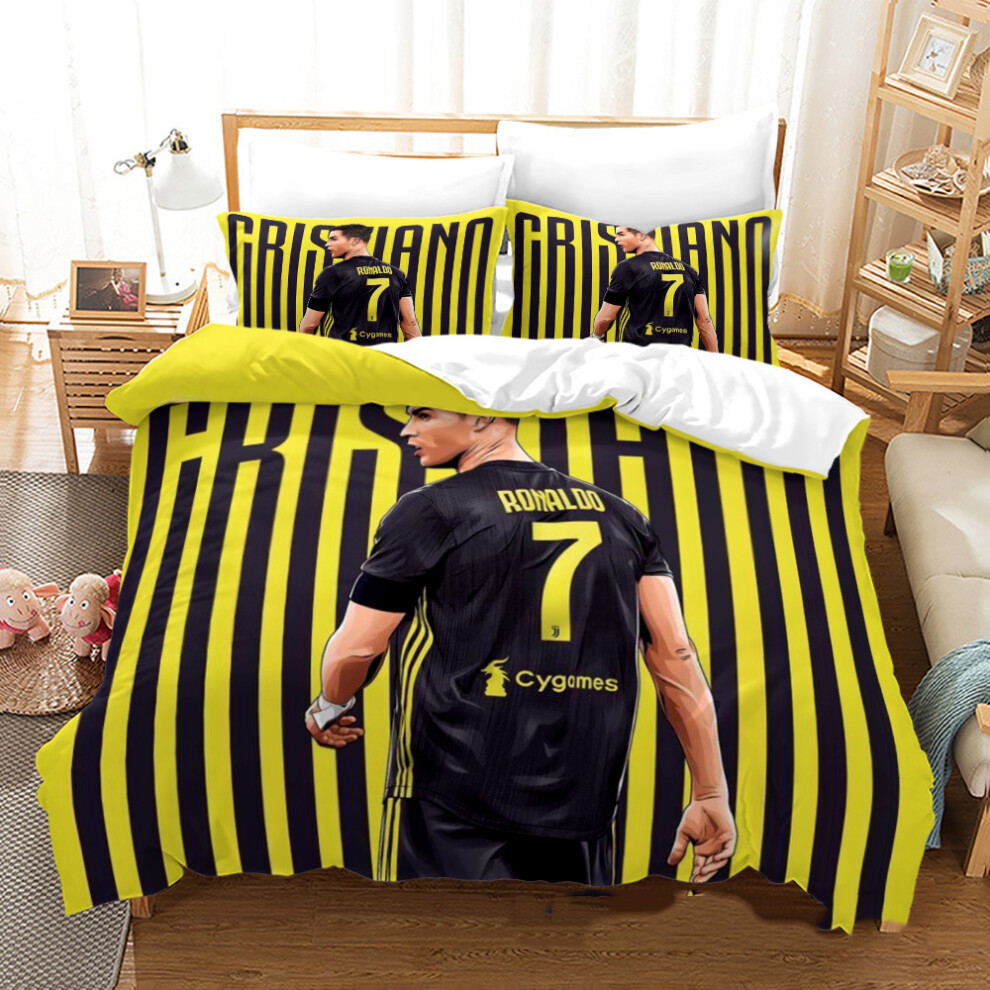 (Style T04, Single 135*200cm) Football Star Digital Printed Bedding Set Double Single Duvet Covers And Pillowcases