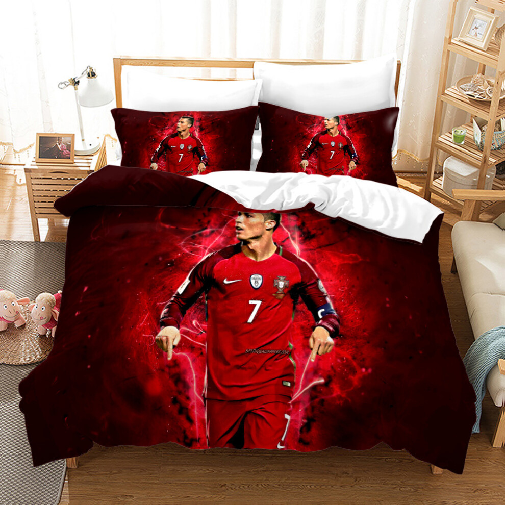 (Style T05, Single 135*200cm) Football Star Digital Printed Bedding Set Double Single Duvet Covers And Pillowcases