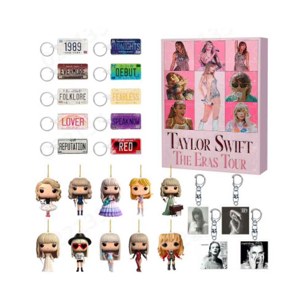 (A) Singer Taylor Swift Acrylic Keychain 24 Day Advent Countdown Calendar Fan Gift