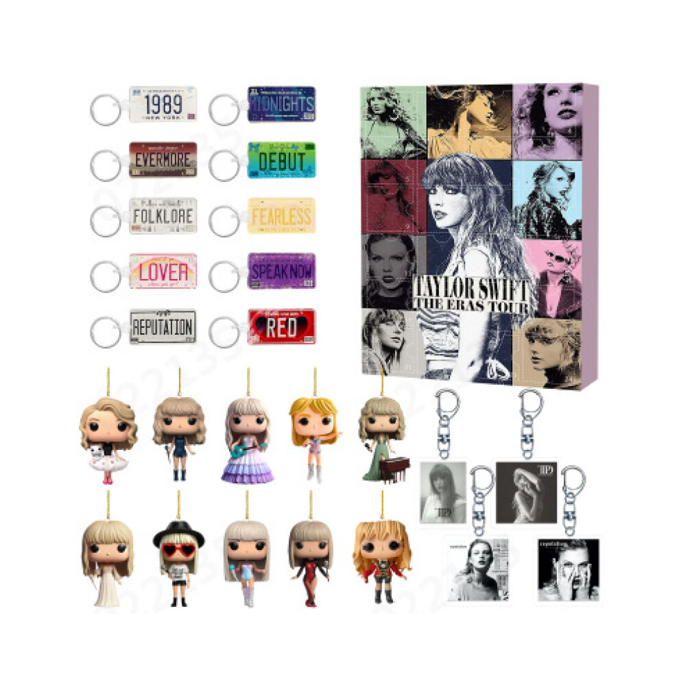 (D) Singer Taylor Swift Acrylic Keychain 24 Day Advent Countdown Calendar Fan Gift