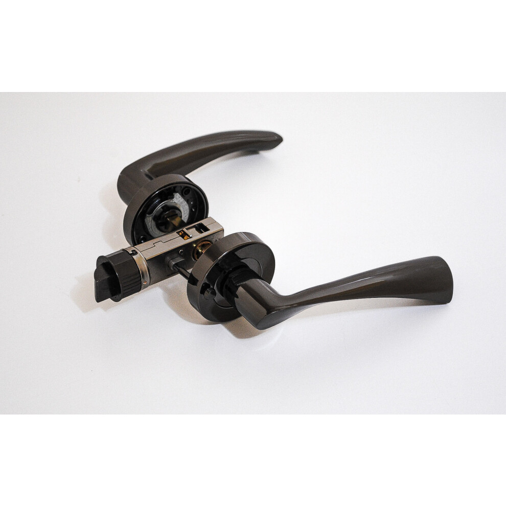(Black Nickel, Privacy Quick Latch) Onyx Twirl Push Button Privacy Latch & Handle Sets 5052351062607