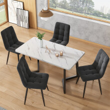 117x68cm, Metal Frame Rectangular Dining Table Modern Marble Pattern
