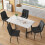 117x68cm, Metal Frame Rectangular Dining Table Modern Marble Pattern 1