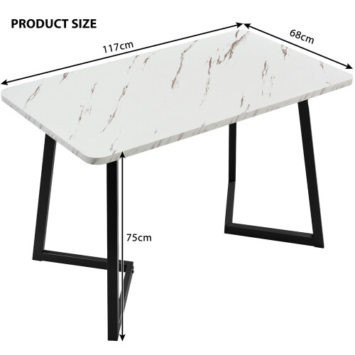 117x68cm, Metal Frame Rectangular Dining Table Modern Marble Pattern 1