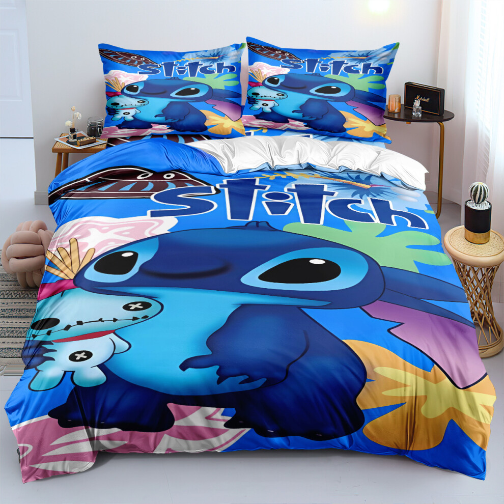 (Style ST02, Single 135*200cm) Gift For Kids Stitch Printed Bedding Set Double Single Duvet Covers And Pillowcases