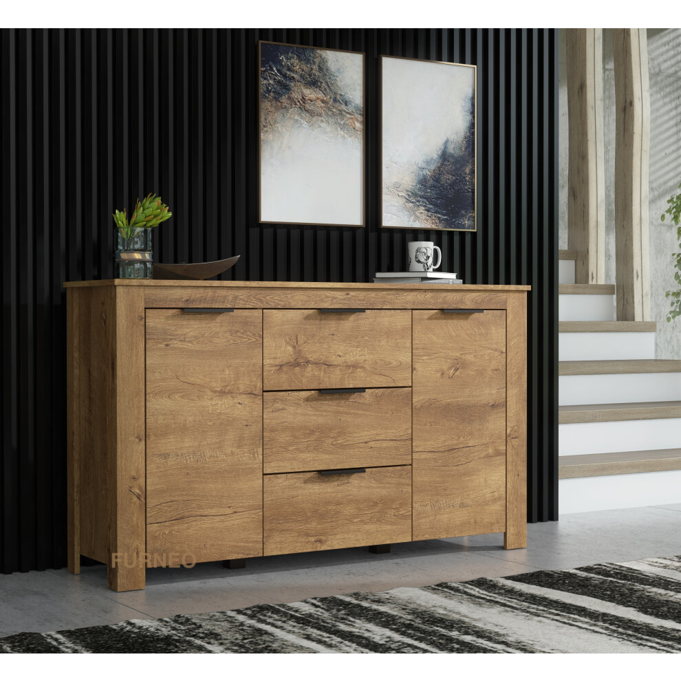 Furneo Sideboard Cabinet Oak Dark Effect Modern Cupboard Prestigio 06