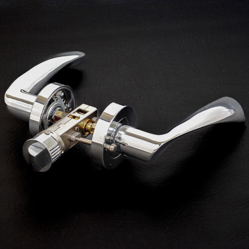 (Polished Chrome, Privacy Quick Latch) VIBE Twirl Privacy Push Button Latch & Handle Sets