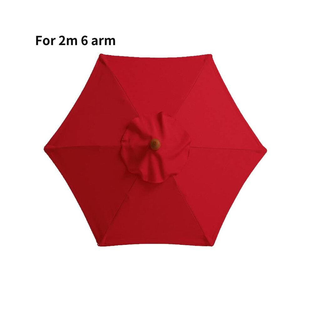 (Red, 200cm 6 Arm) 27m 2m 3m Replacement Umbrella Fabric Garden Parasol Canopy Cover For 6 8 Arm