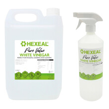 Hexeal Pure Value White Vinegar 5L Bottle and 1L Spray  Food Grade White Vinegar for Cooking, Cleaning, Pickling & Baking  Cleans Surfaces, Deodoris