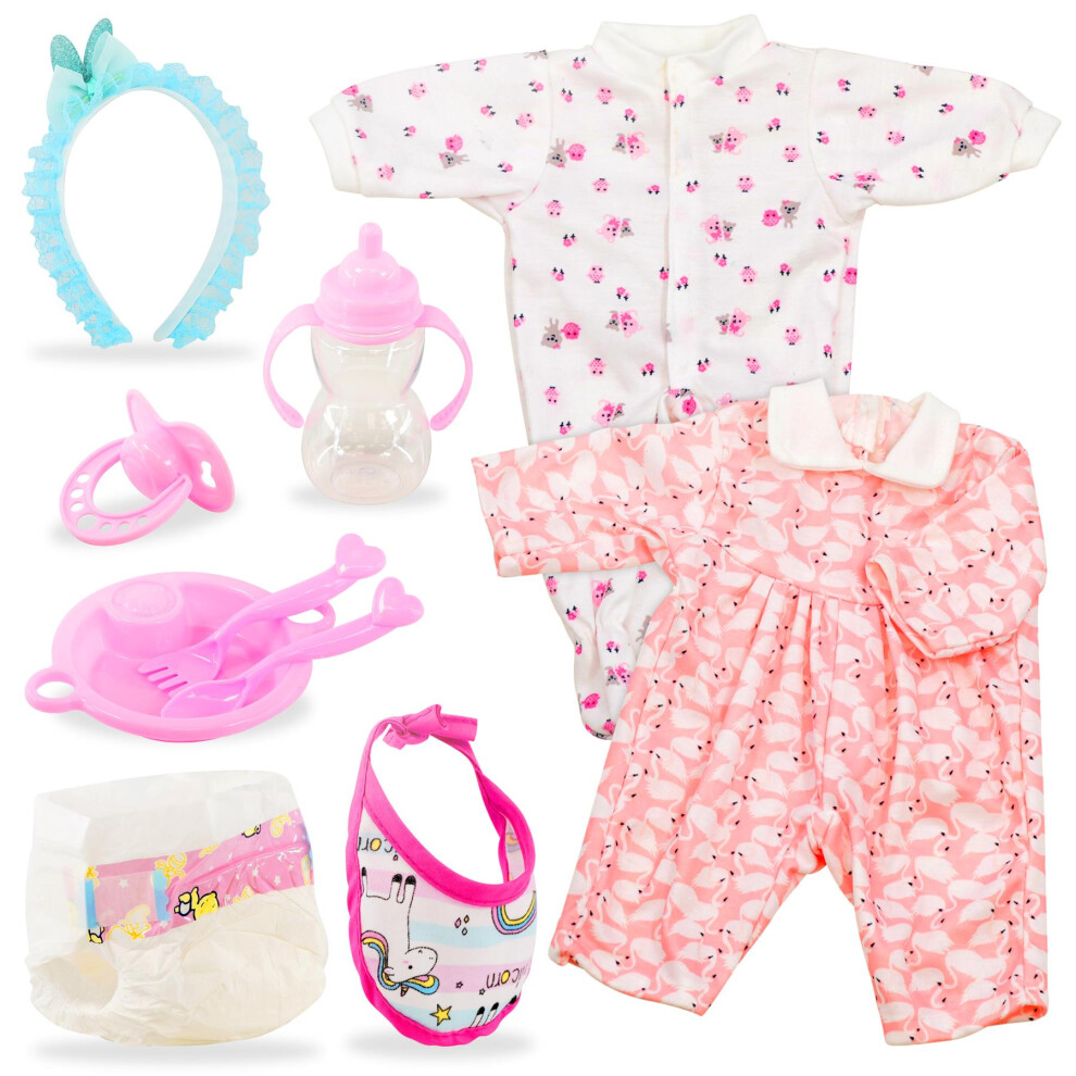 BiBi Doll Baby Doll Clothes & Baby Doll Accessories Set Nappy Bottle Dummy Doll Play Set