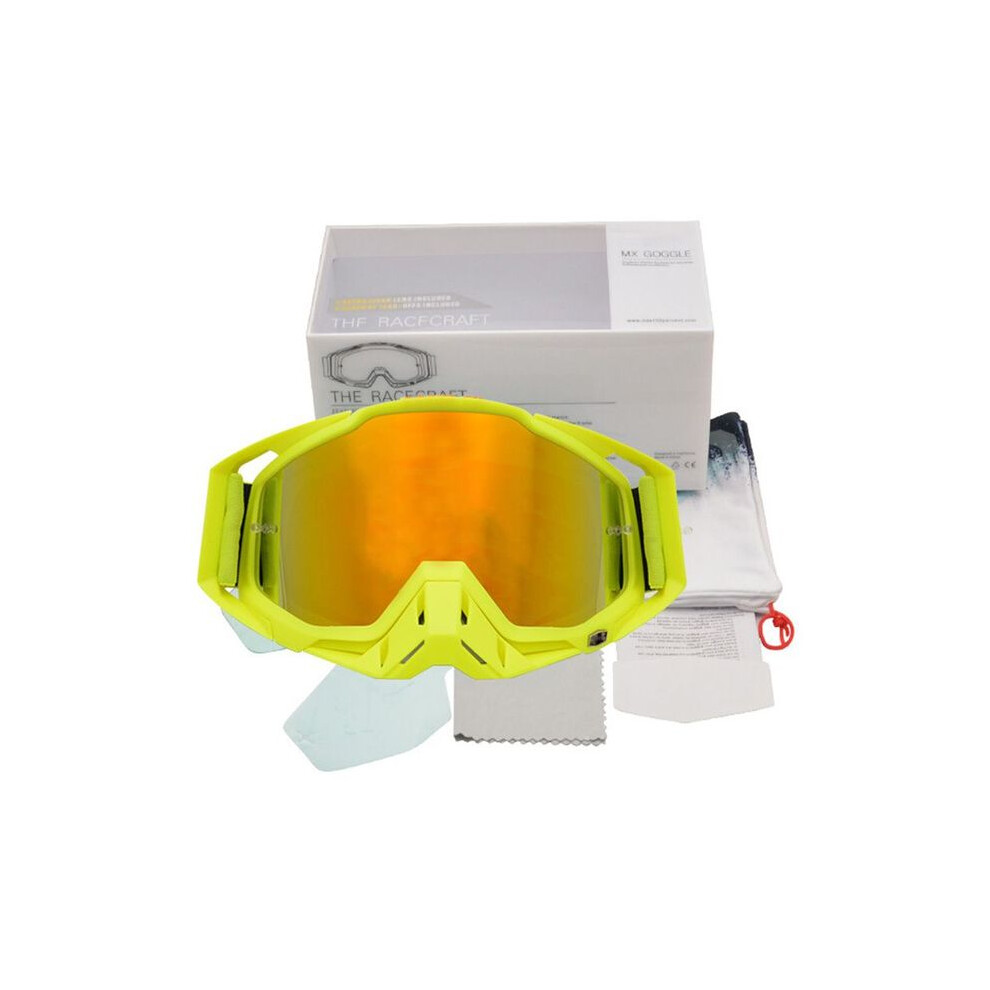 (-1) Cool Motorcycle Goggles Outdoor Cycling Motocross Helmet Glasses Riding Yellow 9487227263936