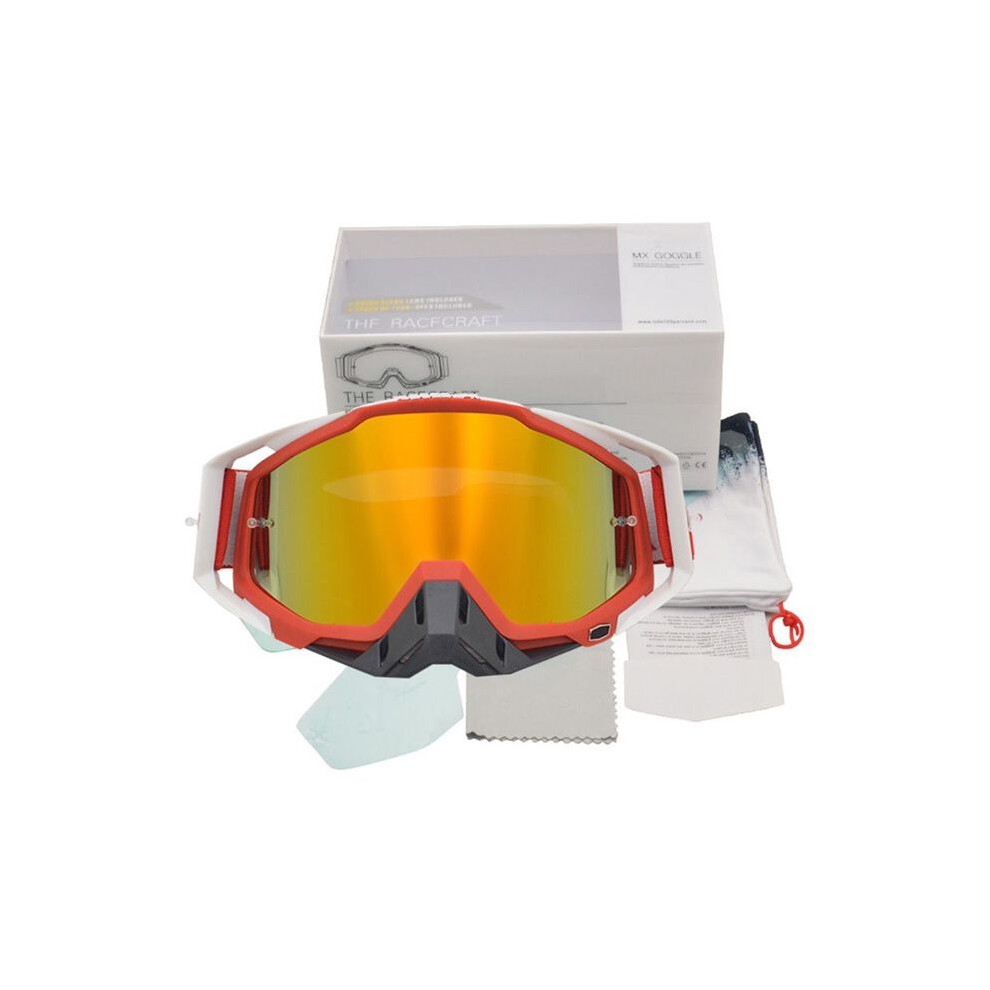 (-1) Cool Motorcycle Goggles Outdoor Cycling Motocross Helmet Glasses Riding Red 9487227263882