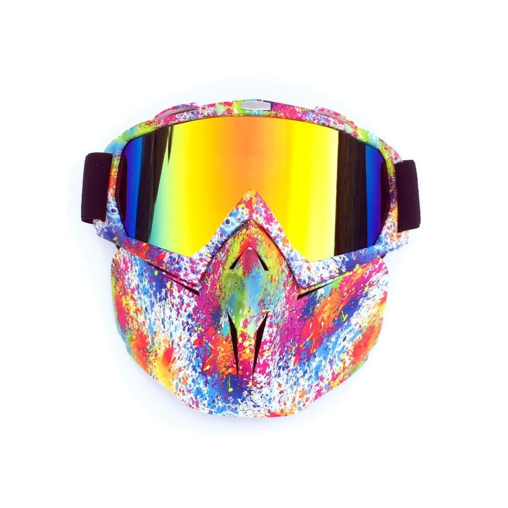 (B Color Lens) Motorcycle Face Mask Goggles Motocross Off-Road Atv Dirt Bike Eyewear 9487227247288