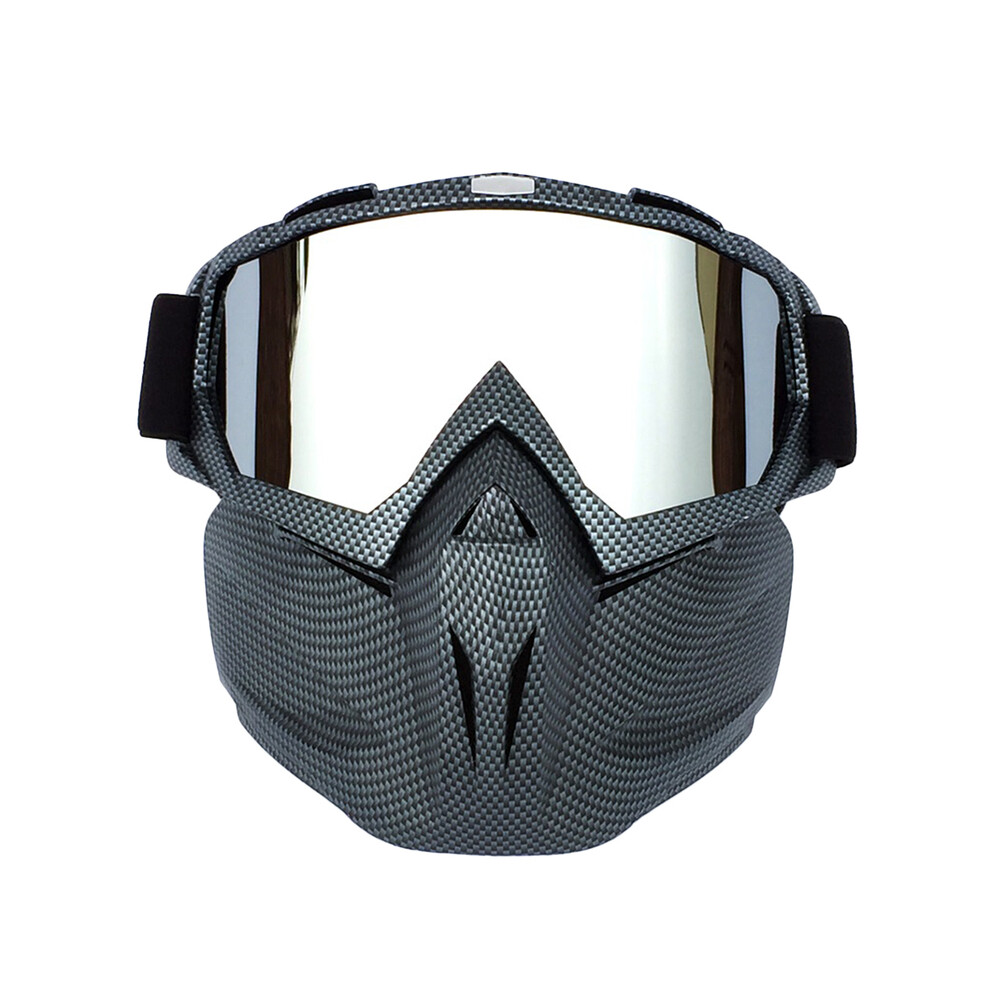 (C Lens) Motorcycle Face Mask Goggles Motocross Off-Road Atv Dirt Bike Eyewear Silver 9487227247295