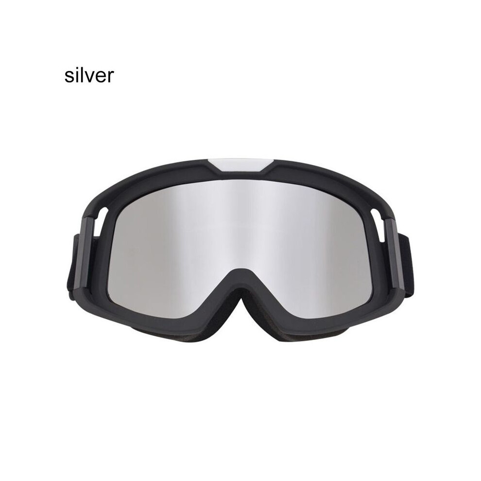 (Silver) Cool Motorcycle Goggles Outdoor Cycling Motocross Helmet Glasses Riding Silver 9487227284382