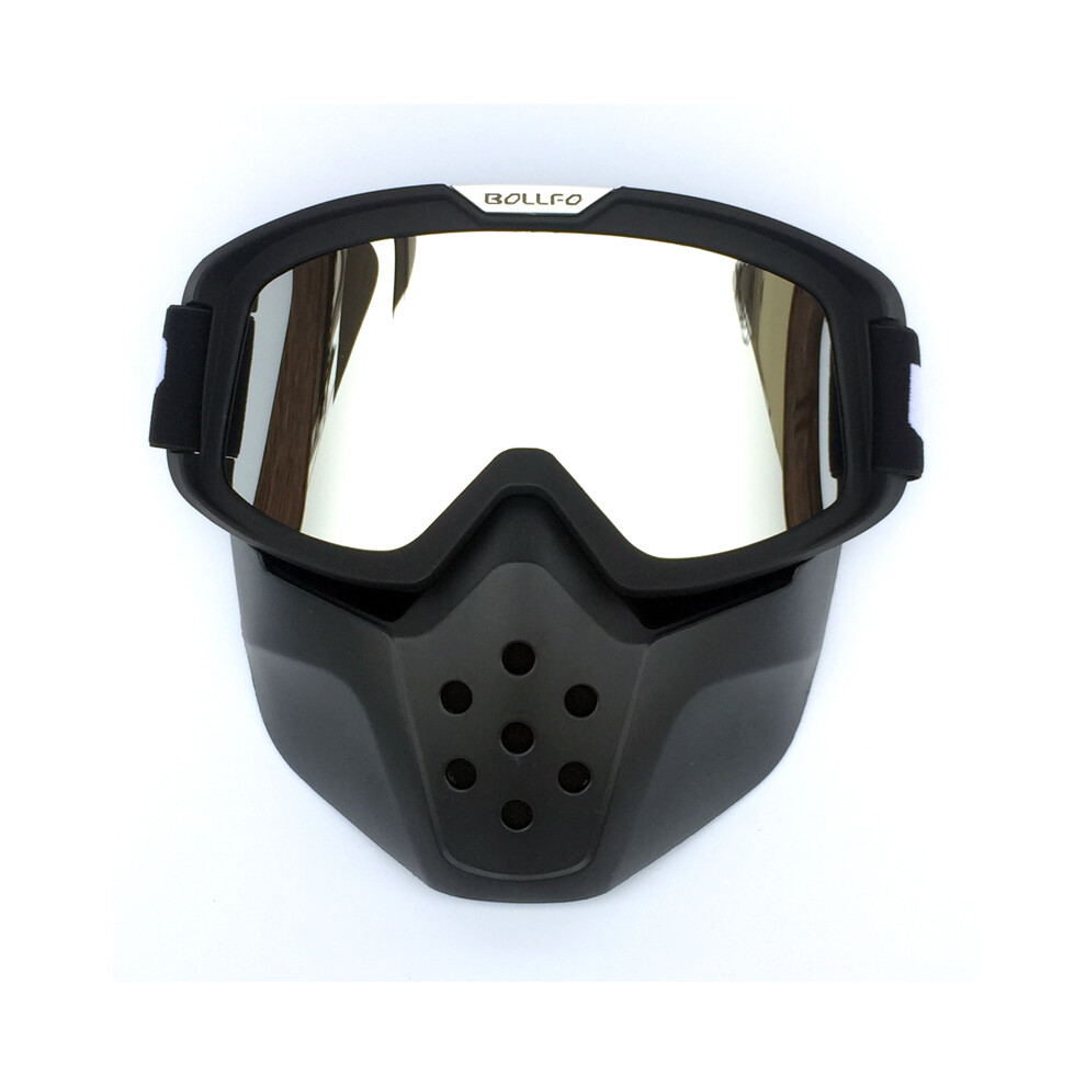 (Bof-40 Sliver) Mask Goggles Motocross Goggles For Motorcycle Shark Helmet Glasses Retro Black 9487227249459