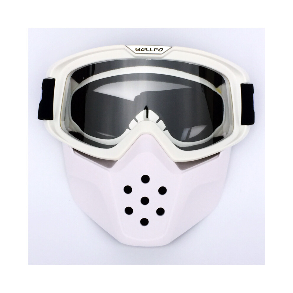 (Bof-40 Clear) Mask Goggles Motocross Goggles For Motorcycle Shark Helmet Glasses Retro White 9487227249503