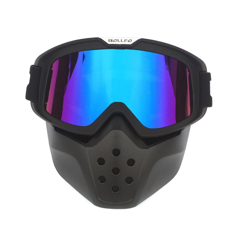 (Bof-40 Color) Mask Goggles Motocross Goggles For Motorcycle Shark Helmet Glasses Retro Black 9487227249510
