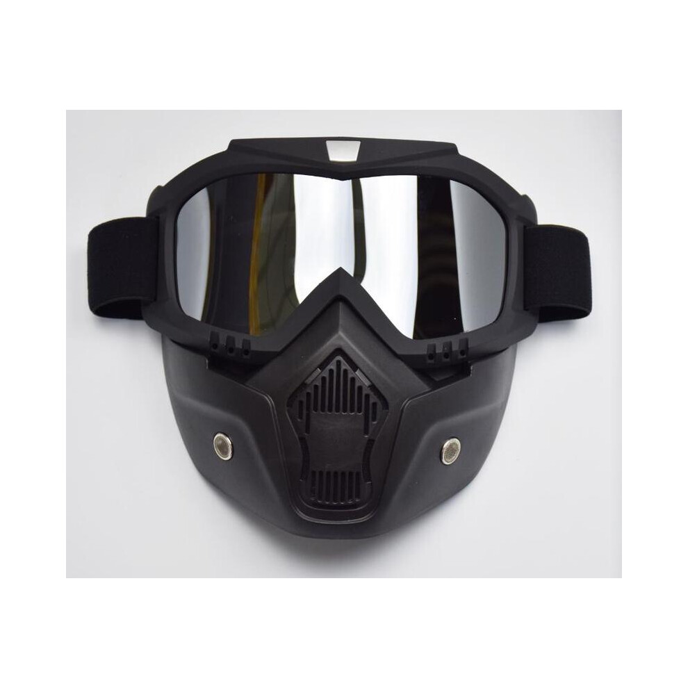 (Mjg-020 ) Mask Goggles Motocross Goggles For Motorcycle Shark Helmet Glasses Retro Silver 9487227296675