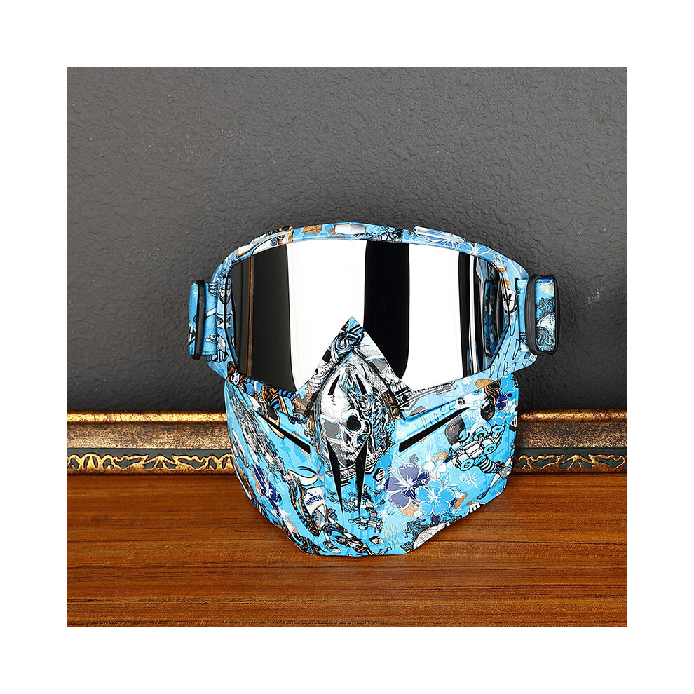 ( Mercury Lens) Windproof Glasses Motorcycle Goggles Riding Goggles Dust Proof Sand Proof Blue 9487227254316