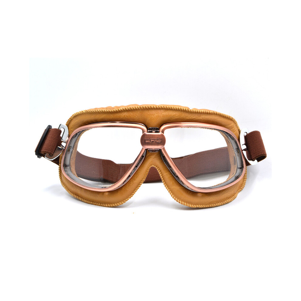 Clear Lens Motorcycle Vintage Old School Retro Goggles Glasses for Sport Racing Off