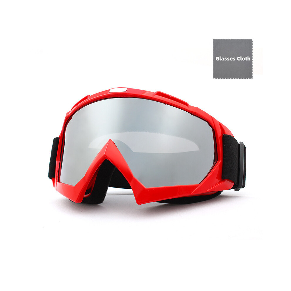 (-Silver) Off-Road Goggles Motocross Glasses Mtb Atv Motorcycle Goggles Mask Removable Red/Silver 9487227293230