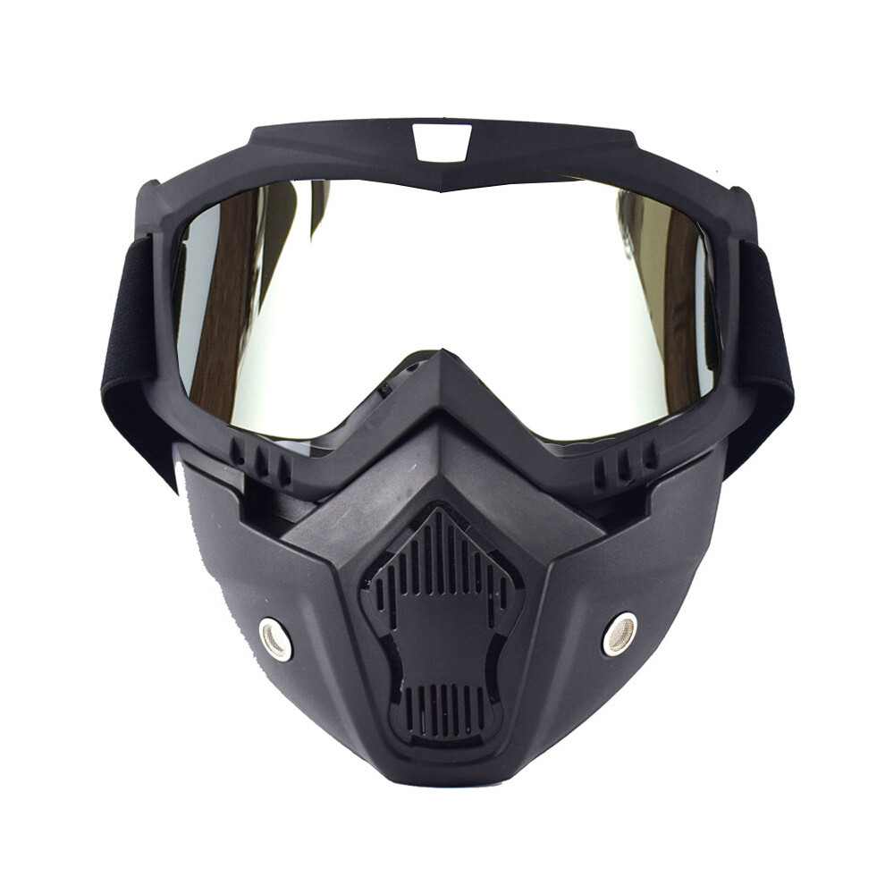 (Silver) Detachable Motorcycle Helmet Goggles Cycling Glasses Man Windproof Dust-Proof Silver 9487227267606