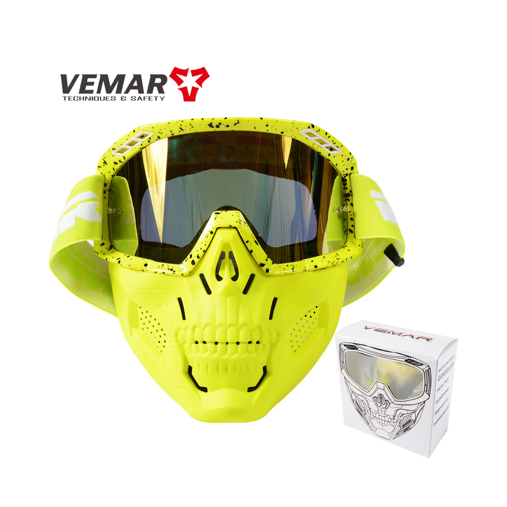 (Yellow) Detachable Motorcycle Helmet Goggles Cycling Glasses Man Windproof Dust-Proof Yellow 9487227274956