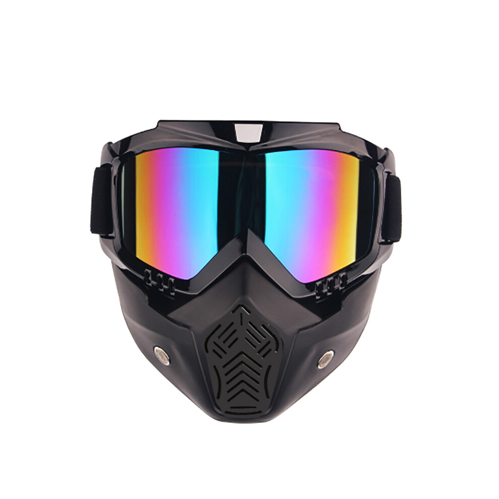 (Style2 Color) Vintage Motorcycle Shark Helmet Goggles Motocross Helmet Glasses Retro Black 9487227274130
