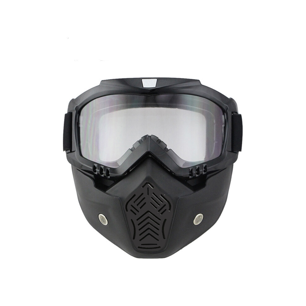 (Style2 Clear) Vintage Motorcycle Shark Helmet Goggles Motocross Helmet Glasses Retro Black 9487227274154