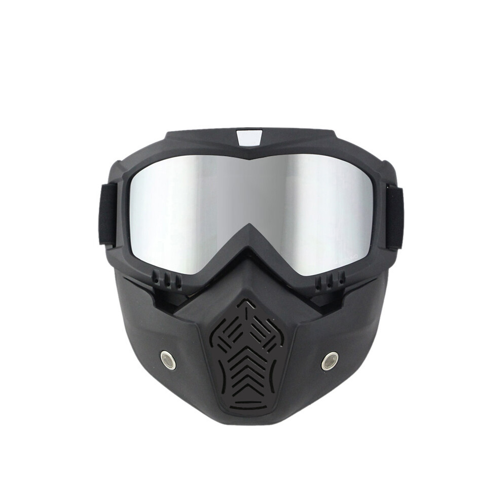 (Style2 Black Silver) Vintage Motorcycle Shark Helmet Goggles Motocross Helmet Glasses Retro Black,Silver 9487227274147