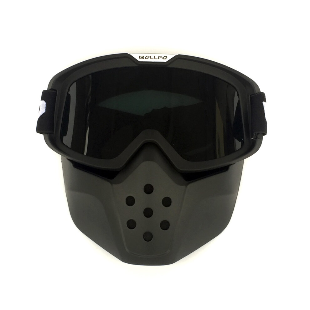 ( Black) Vintage Motorcycle Shark Helmet Goggles Motocross Helmet Glasses Retro Black 9487227275526